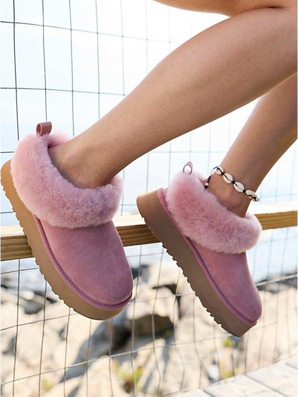 ugg tazzelle pink platform slippers